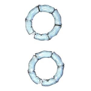 Chunky Silver Bamboo Design Clip On Earrings